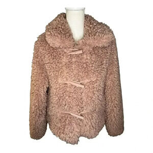 LC‎ Lauren Conrad Women’s XS Toggle Cropped Faux-Fur Jacket Soft Mauve